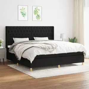 vidaXL Sommier à lattes de lit avec matelas Noir 200x200 cm Tissu pas cher