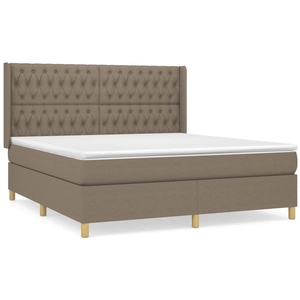 vidaXL Lit à sommier tapissier avec matelas Taupe 200x200 cm Tissu pas cher