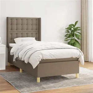 vidaXL Sommier à lattes de lit avec matelas Taupe 80x200 cm Tissu pas cher
