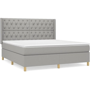 vidaXL Sommier à lattes de lit avec matelas Gris clair 160x200cm Tissu pas cher