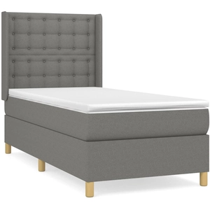 vidaXL Sommier à lattes de lit avec matelas Gris foncé 90x200 cm Tissu pas cher
