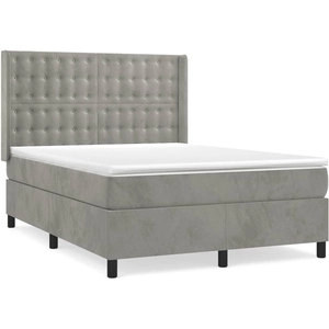 vidaXL Sommier à lattes de lit et matelas Gris clair 140x190cm Velours pas cher