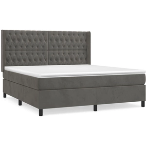 vidaXL Sommier à lattes de lit et matelas Gris foncé 180x200cm Velours pas cher