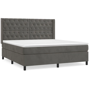 vidaXL Sommier à lattes de lit et matelas Gris foncé 160x200cm Velours pas cher
