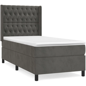vidaXL Sommier à lattes de lit et matelas Gris foncé 90x200 cm Velours pas cher