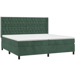 vidaXL Sommier à lattes de lit et matelas Vert foncé 200x200cm Velours pas cher