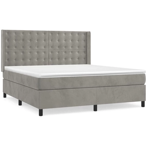 vidaXL Sommier à lattes de lit et matelas Gris clair 80x200 cm Velours pas cher