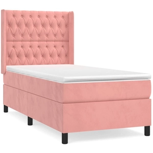 vidaXL Sommier à lattes de lit et matelas Rose 80x200 cm Velours pas cher