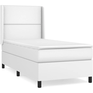vidaXL Sommier à lattes de lit avec matelas Blanc 100x200cm Similicuir pas cher