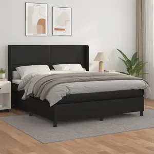 Comparateur de prix : vidaXL Sommier à lattes de lit avec matelas Noir 180x200 cm Similicuir