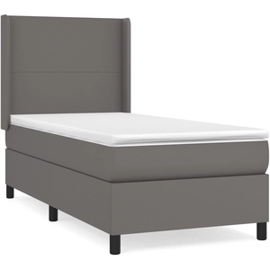 vidaXL Sommier à lattes de lit avec matelas Gris 90x200 cm Similicuir pas cher