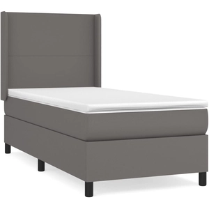 vidaXL Sommier à lattes de lit avec matelas Gris 80x200 cm Similicuir pas cher