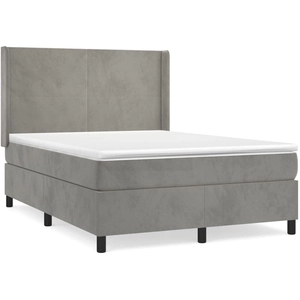 vidaXL Sommier à lattes de lit et matelas Gris clair 140x200cm Velours pas cher