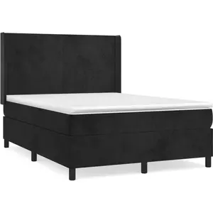 vidaXL Sommier à lattes de lit avec matelas Noir 140x200 cm Velours pas cher