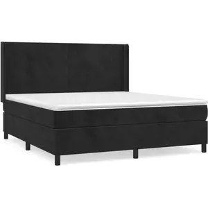 vidaXL Sommier à lattes de lit et matelas Noir 160x200 cm Velours pas cher