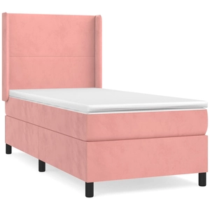 vidaXL Sommier à lattes de lit avec matelas Rose 160x200 cm Velours pas cher