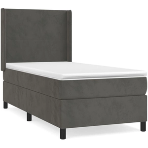 vidaXL Sommier à lattes de lit et matelas Gris foncé 160x200cm Velours pas cher