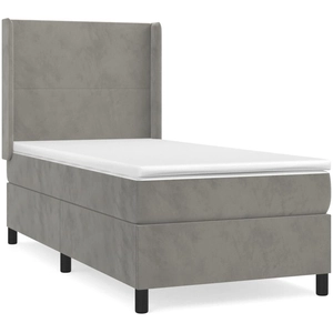vidaXL Sommier à lattes de lit et matelas Gris clair 90x200 cm Velours pas cher