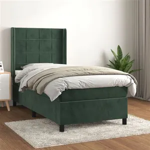 vidaXL Sommier à lattes de lit avec matelas Vert foncé 90x200 cm pas cher