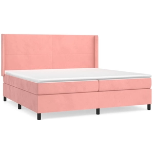 vidaXL Sommier à lattes de lit avec matelas Rose 200x200 cm Velours pas cher