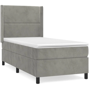 vidaXL Sommier à lattes de lit et matelas Gris clair 80x200 cm Velours pas cher