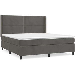 vidaXL Sommier à lattes de lit et matelas Gris foncé 180x200cm Velours pas cher