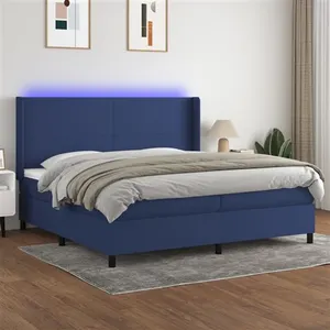 Comparateur de prix : vidaXL Sommier à lattes de lit matelas LED Bleu 200x200 cm Tissu