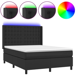 Comparateur de prix : vidaXL Sommier à lattes de lit matelas LED Noir 140x190cm Similicuir