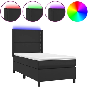 vidaXL Sommier à lattes de lit matelas LED Noir 200x200cm Similicuir
