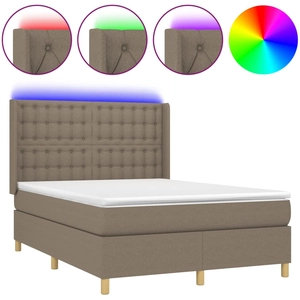 vidaXL Sommier tapissier et matelas et LED Taupe 200x200 cm Tissu pas cher