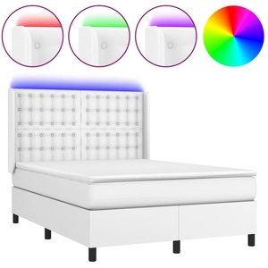 vidaXL Sommier à lattes de lit matelas LED Blanc 80x200cm Similicuir pas cher