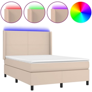 vidaXL Sommier à lattes de lit matelas LED Cappuccino 140x200 cm pas cher