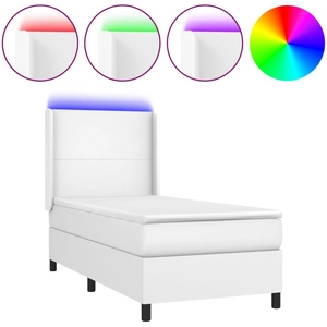 vidaXL Sommier à lattes de lit matelas LED Blanc 100x200 cm Similicuir pas cher