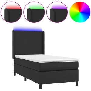 vidaXL Sommier à lattes de lit matelas LED Noir 90x200 cm Similicuir pas cher