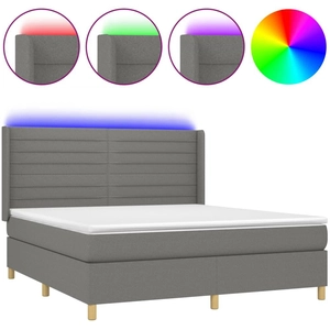vidaXL Sommier à lattes de lit matelas LED Gris foncé 180x200 cm Tissu pas cher