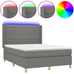 vidaXL Sommier à lattes de lit matelas LED Gris foncé 140x200 cm Tissu pas cher