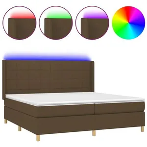 vidaXL Sommier à lattes de lit matelas et LED Marron foncé 200x200 cm pas cher