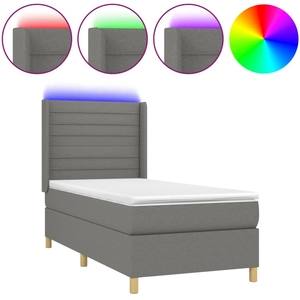 vidaXL Sommier à lattes de lit matelas LED Gris foncé 80x200cm Tissu pas cher