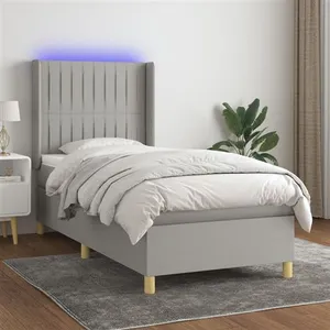 vidaXL Sommier à lattes de lit matelas LED Gris clair 100x200 cm Tissu pas cher