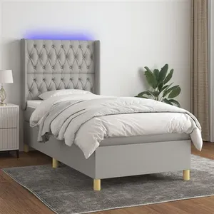 vidaXL Sommier à lattes de lit matelas LED Gris clair 80x200cm Tissu pas cher