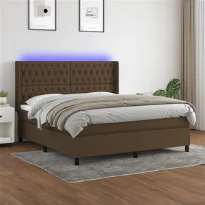 vidaXL Sommier à lattes de lit matelas et LED Marron foncé 180x200cm pas cher