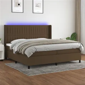 vidaXL Sommier à lattes de lit matelas et LED Marron foncé 200x200 cm pas cher