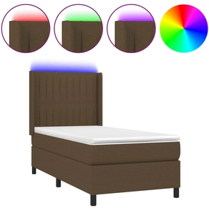 vidaXL Sommier à lattes de lit matelas et LED Marron foncé 180x200cm pas cher