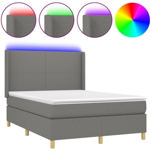 vidaXL Sommier à lattes de lit matelas LED Gris foncé 160x200 cm Tissu pas cher