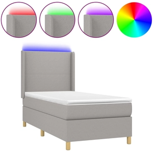 vidaXL Sommier à lattes de lit matelas LED Gris clair 140x190 cm Tissu pas cher