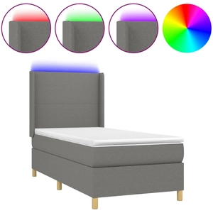 vidaXL Sommier à lattes de lit matelas LED Gris foncé 140x190 cm Tissu pas cher