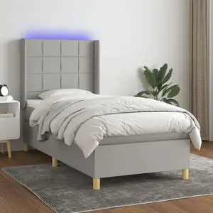 vidaXL Sommier à lattes de lit matelas LED Gris clair 100x200 cm Tissu pas cher
