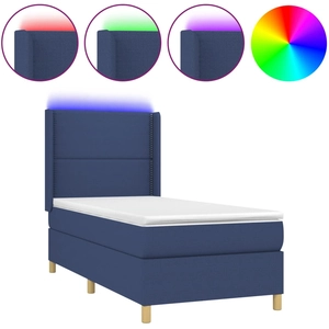 vidaXL Sommier à lattes de lit matelas et LED Bleu 140x200 cm Tissu pas cher