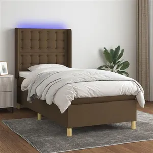 vidaXL Sommier à lattes de lit matelas et LED Marron foncé 100x200cm pas cher