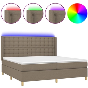 vidaXL Sommier à lattes de lit matelas et LED Taupe 160x200 cm Tissu pas cher